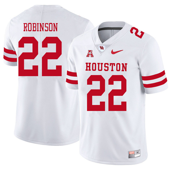 2018 Men #22 Austin Robinson Houston Cougars College Football Jerseys Sale-White